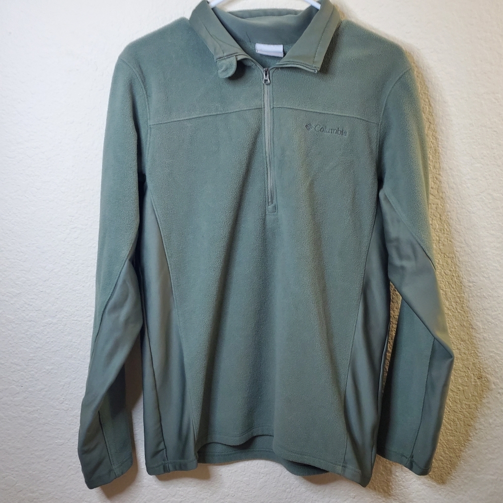 Columbia Olive Green Mens Pull Over Long Sleeve Half Zip Sweatshirt Light Warm S